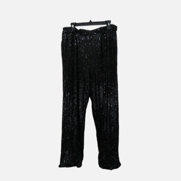 Farm Rio Size Large Black Sequin Pijama Pant Relaxed Pull On Tapered Party NEW - Picture 1 of 7